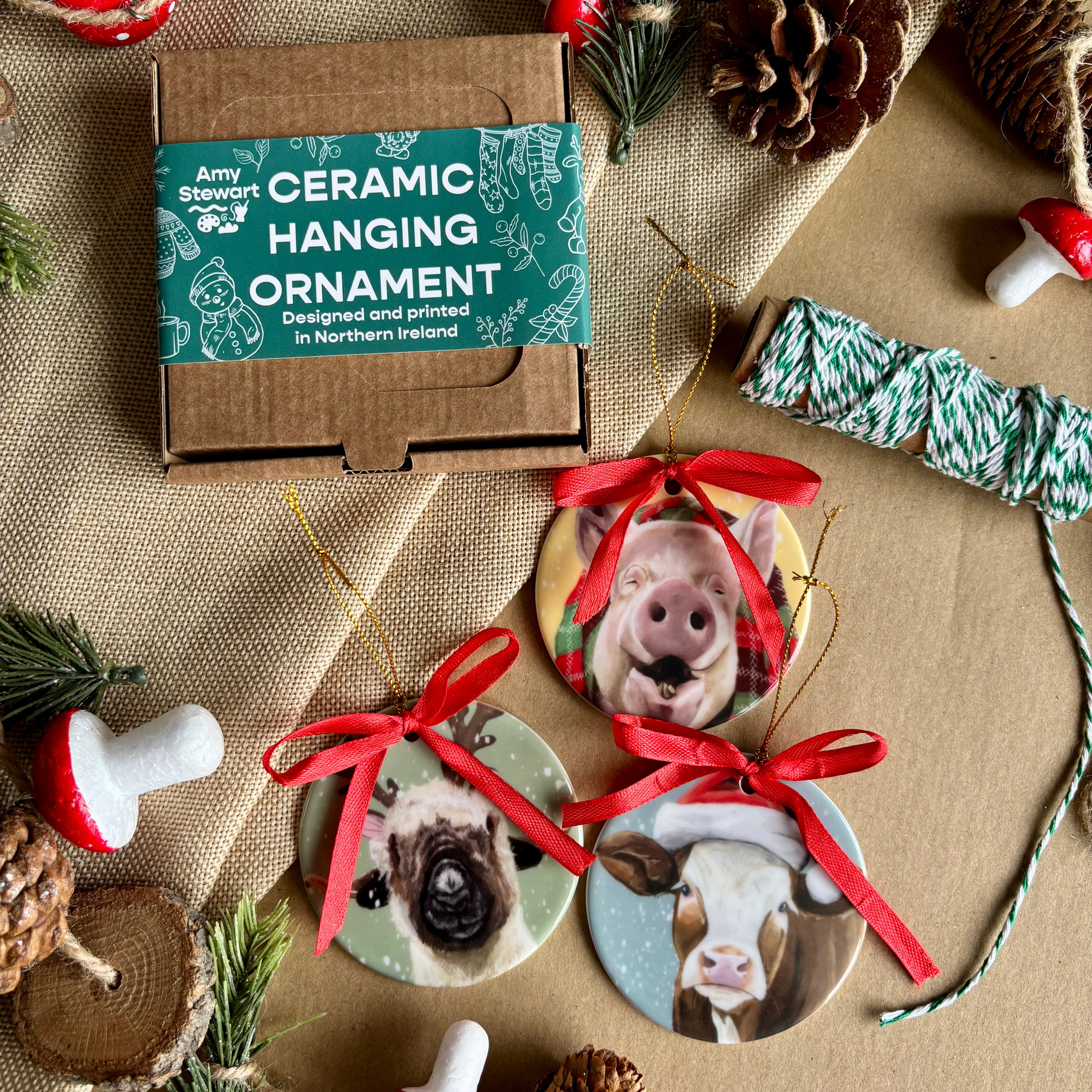 Pig Ceramic Hanging Ornament