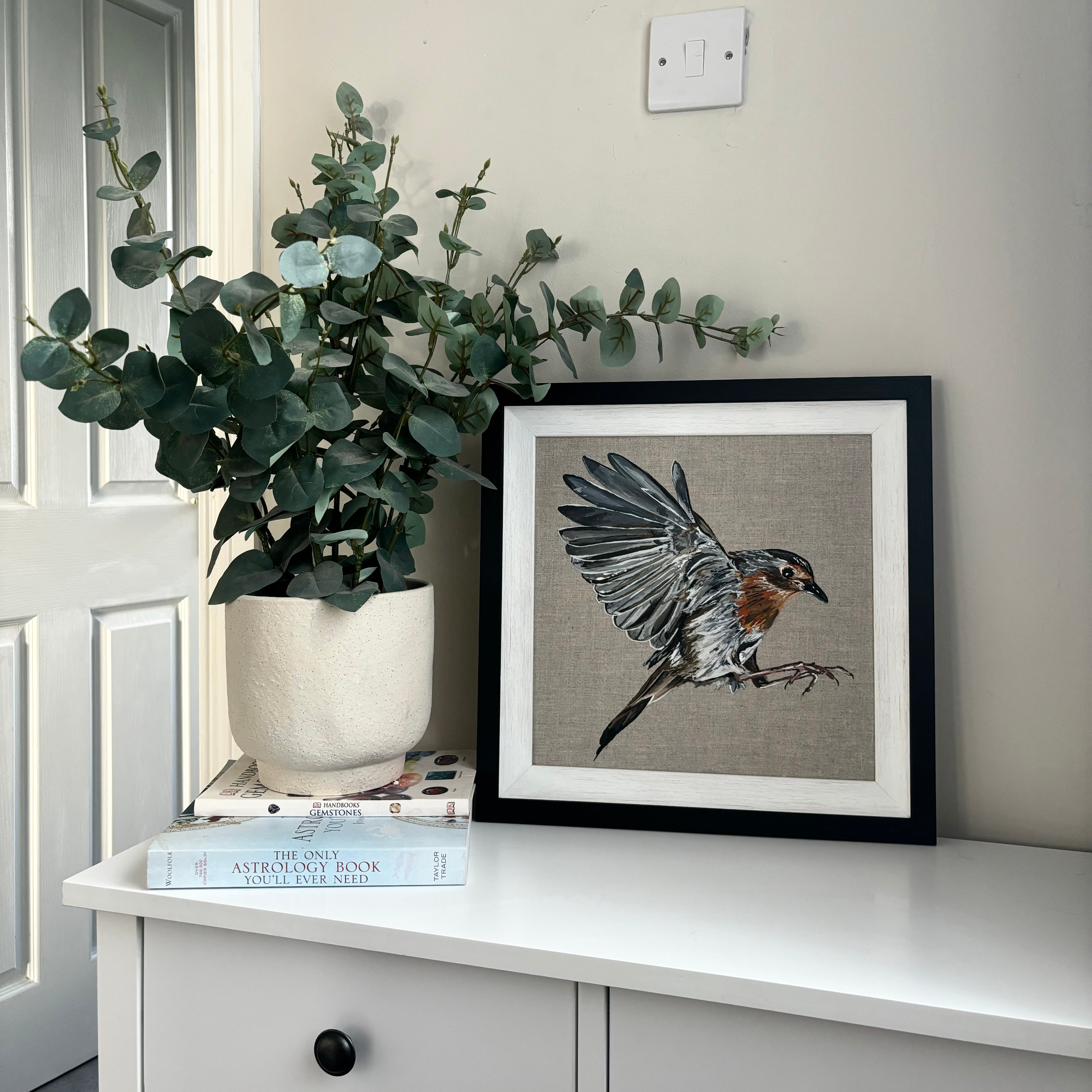 ‘Flying Robin’ Original Acrylic Painting On Linen Canvas