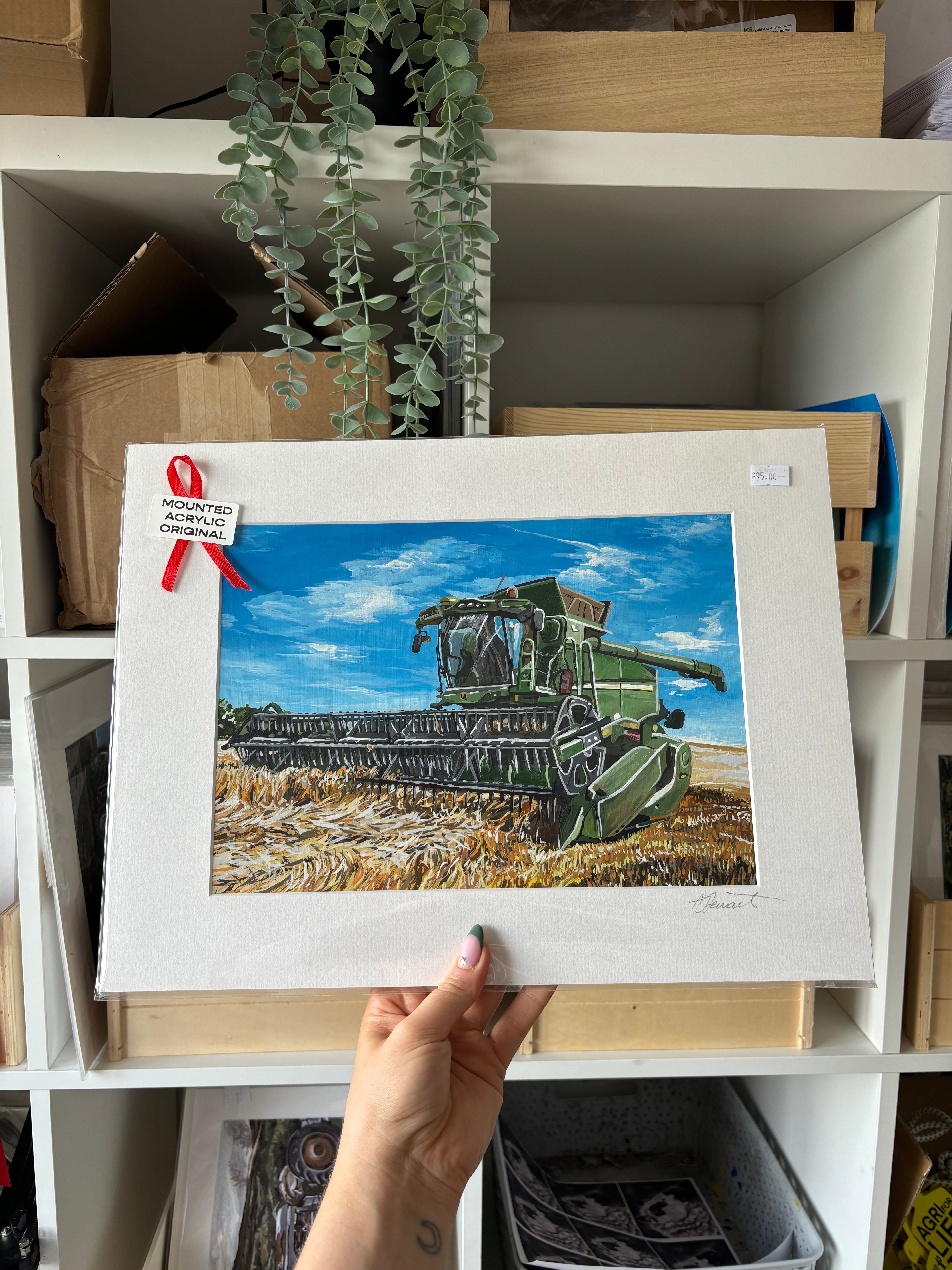 John Deere Combine Harvester Original Acrylic Painting