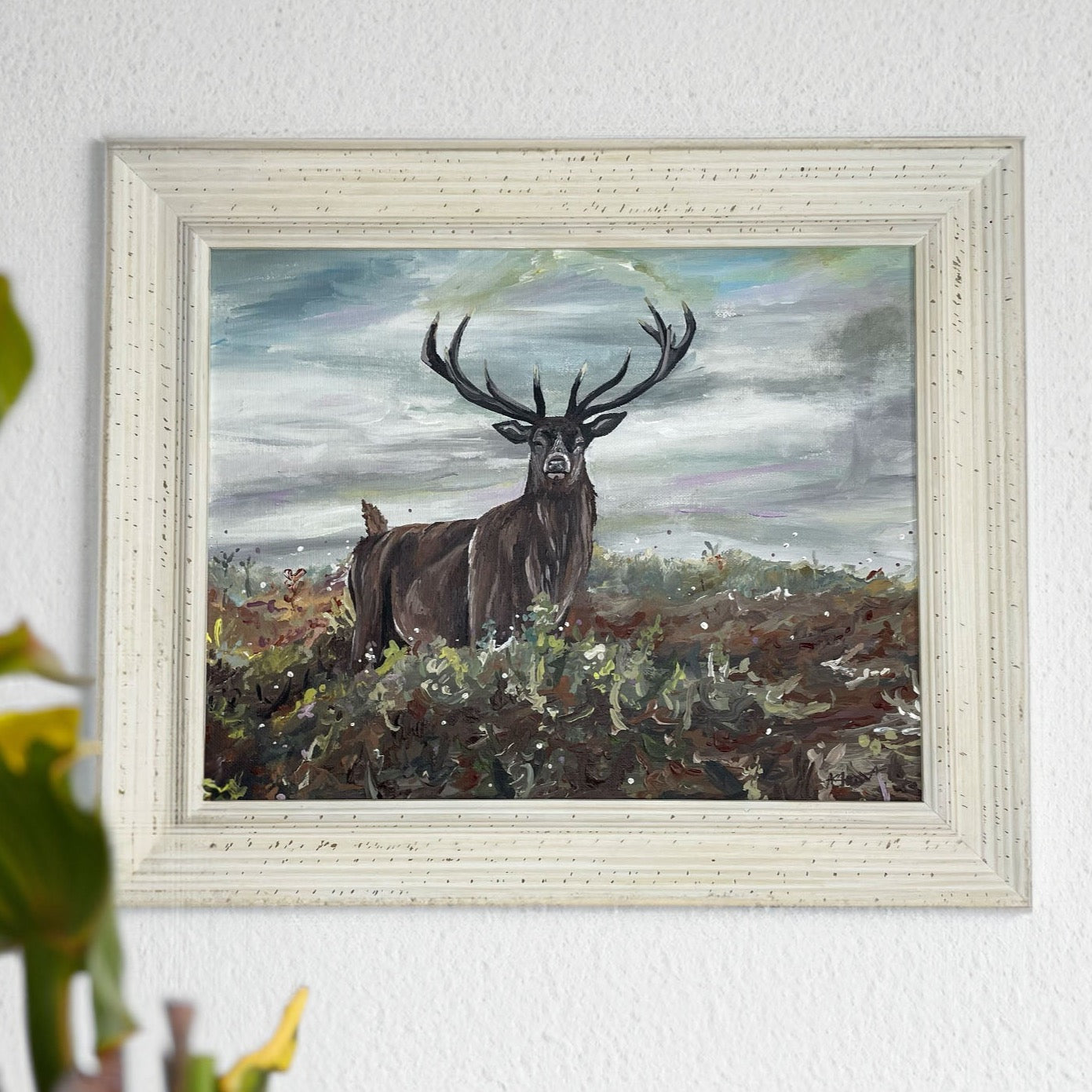 Framed Original Stag Acrylic Painting