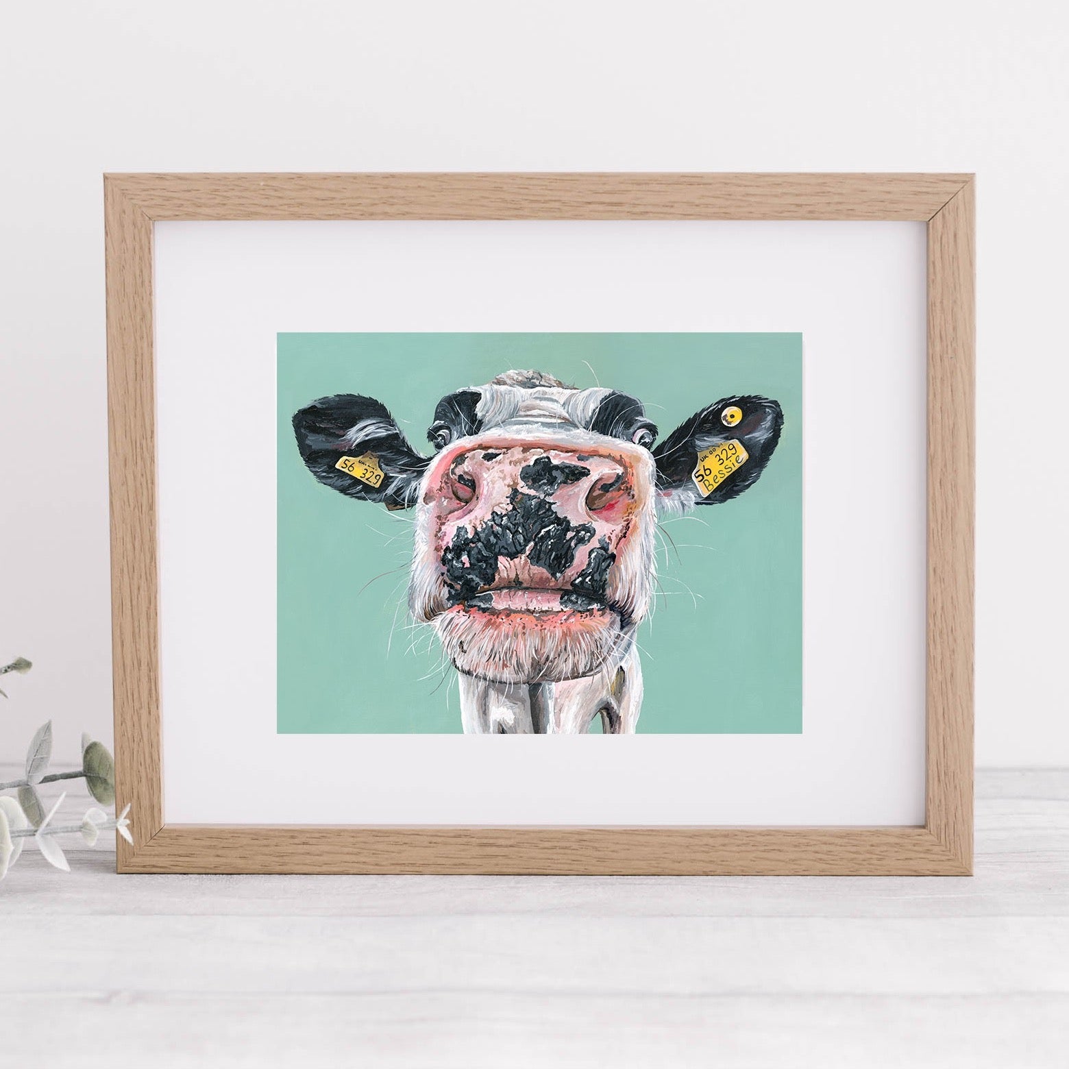 Bessie The Cow Mounted Art Print