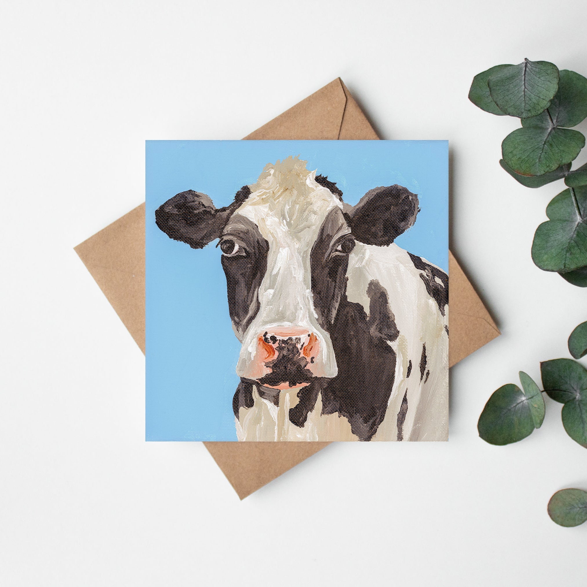 Blue Cow Greeting Card