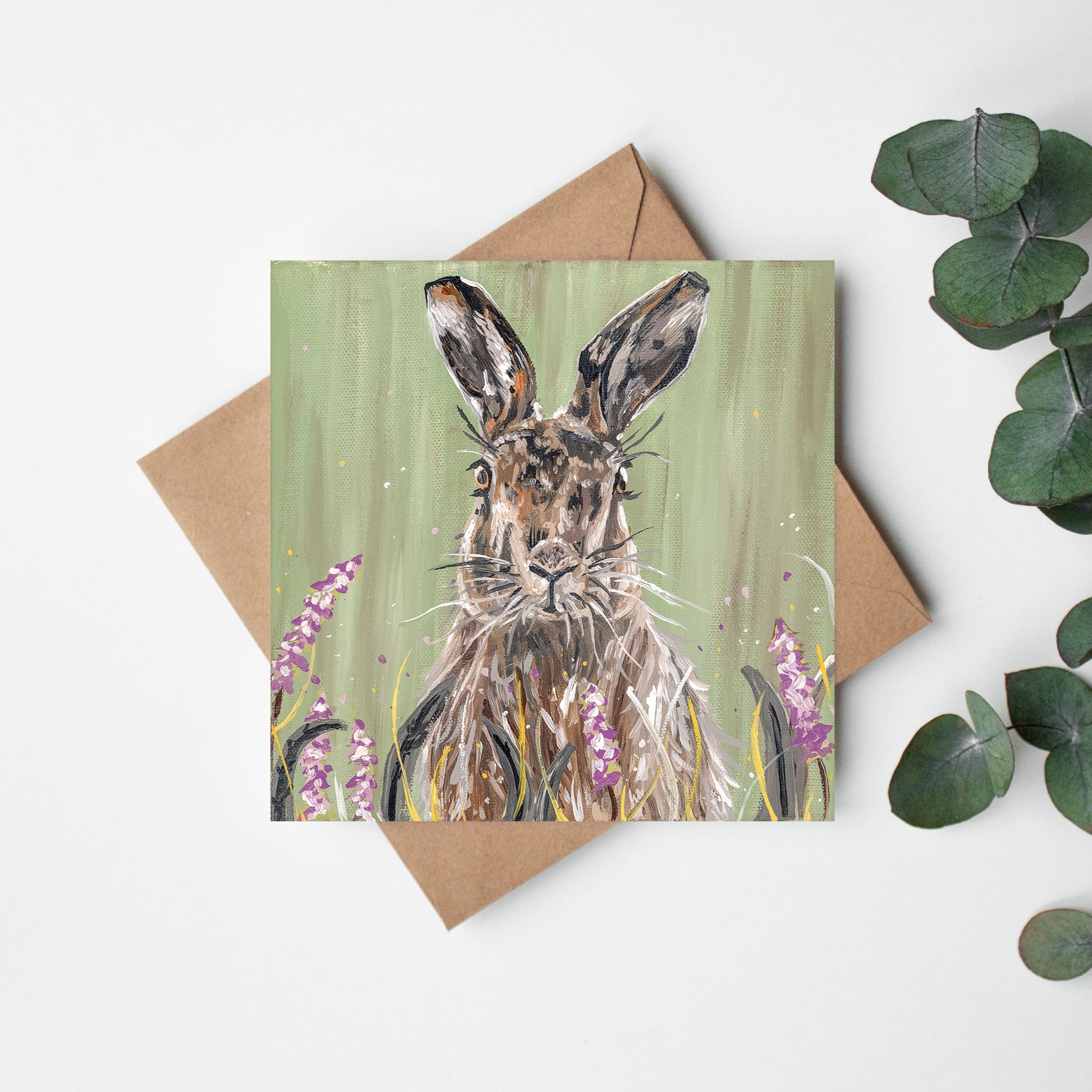 Green Hare Greeting Card
