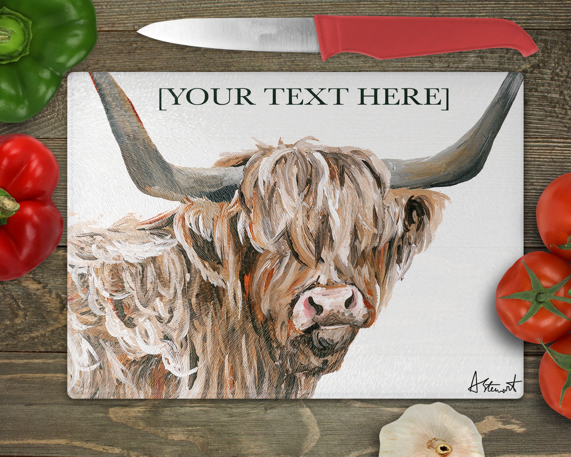 Highland Cow Glass worktop saver