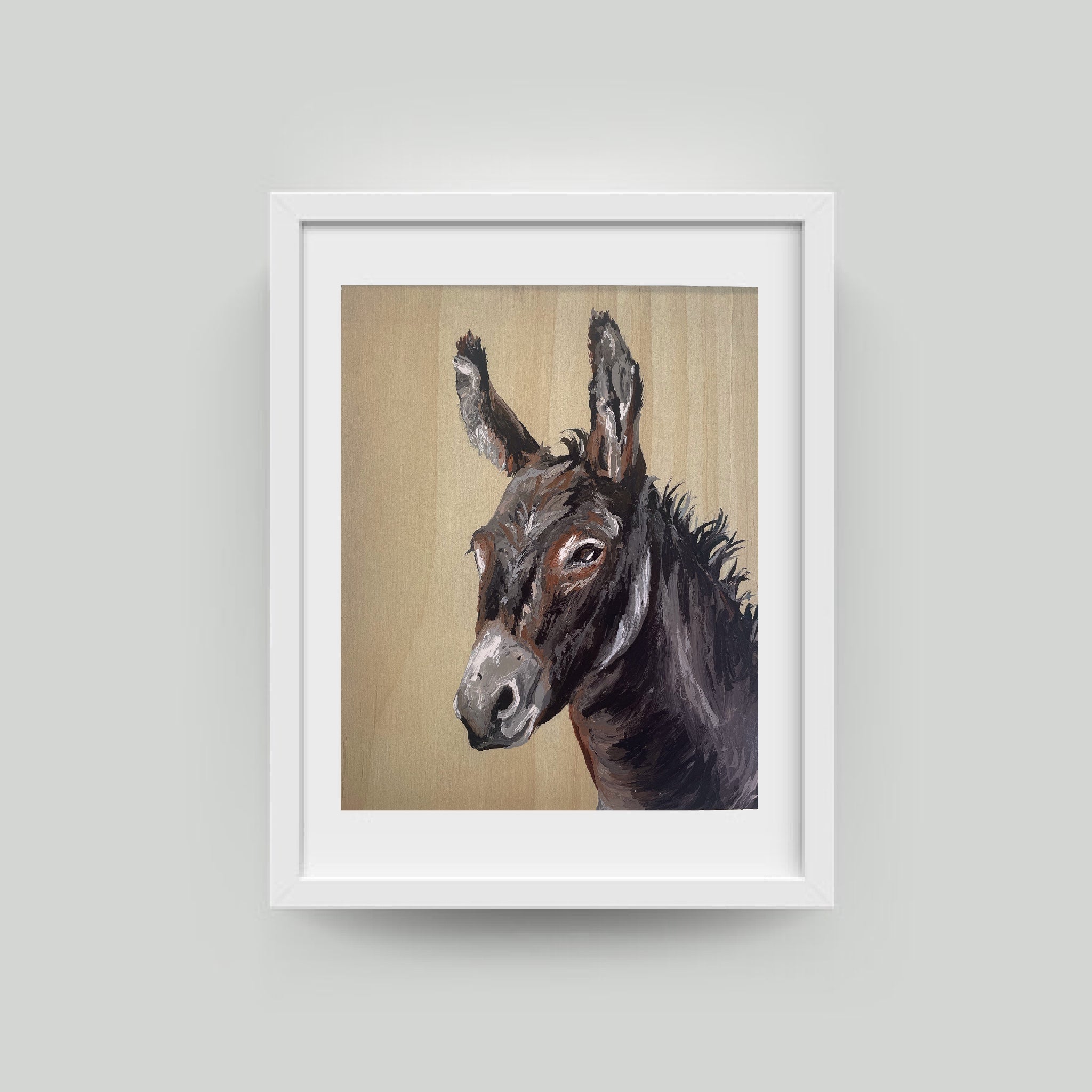 Donkey Original Acrylic Painting on woodblock
